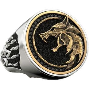 Wolf Ring,Nordic Viking Wolf Head Wolf Paw Ring for Men,Gothic Howling Wolf Head Wolf Claw Ring Hip Hop Wolf Animal Ring for Boys Punk Celtic Wolf Jewelry