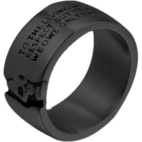 OAKKY Men's Stainless Steel Skull Ring Cool Half Face Biker Bands Engraved Letters