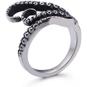 Fusamk Fashion Stainless Steel Octopus Tentacles Open Ring