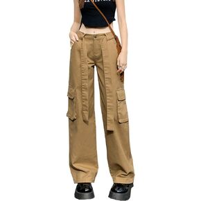 Y2K سروال البضائع جيب رفرف للنساء استرخاء صالح عالية الخصر مستقيم واسعة الساق 90s السراويل الفضفاضة الشارع الشهير مع جيوب in Kuwait