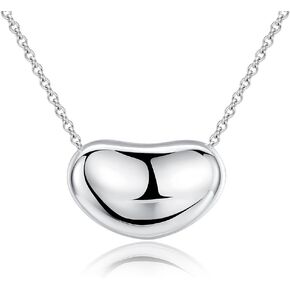 Ashley Jeweller .925 Sterling Silver Bean Charm Necklace Classic Forever