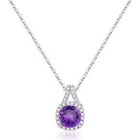 IEFRICH Valentines Day Gifts - Sterling Silver Birthstone Necklace for Women Girls Glittering Birthstone Jewelry Birthday Gifts for Women Girls Valentines Day Gifts for Her Wife Girlfriend