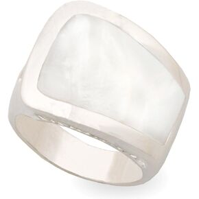 Rhodium Plated Mother of Pearl Cocktail Ring