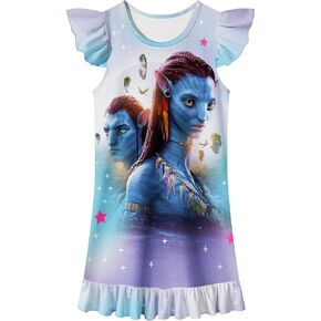 فستان LuckyBaby للفتيات Nite على شكل حرف A وأكمام مكشكشة ورقبة دائرية زي Nite للأطفال من سن 5 إلى 12 سنة in Kuwait