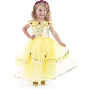 Little Adventures Deluxe Yellow Beauty Princess Dress Up Costume (Medium Age 3-5) - Machine Washable Child Pretend Play and Party Dress with No Glitter