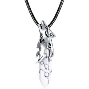 Valentine Day Gifts for Lovers, Natural Turquoise Pendant Necklace Sterling Silver Eagle/Wolf Necklace with Gemstone Healing Crystal Birthday Jewelry Gifts for Men Women