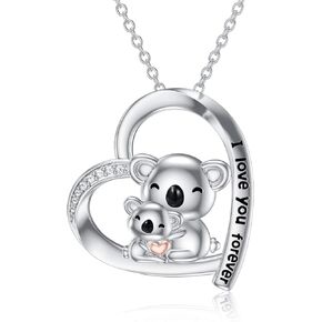 PROESS Sterling Silver Animals Necklace Cute Pendant Necklace for Girlfriend Couples Sister Daughter Mother Birthday Jewelry Gifts