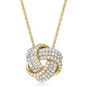 Canaria 0.20 ct. t.w. Diamond Love Knot Pendant Necklace in 10kt Yellow Gold. 16 inches