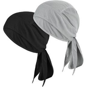 Prasacco 2 Pcs Doo Rags Bandanas Skull Caps Head Wrap Sweat Rags Durags for Men Women Gym Beanie for Cycling Motorcycle