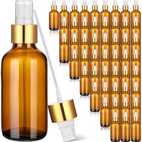 50 Pieces 4oz Small Glass Spray Bottles for Essential Oil Empty Spray Mist Bottle Empty Fine Mist and Refillable Mister Refillable Liquid Containers for Perfumes, Cleaning(Pink, Gold)
