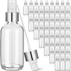 50 Pieces 4oz Small Glass Spray Bottles for Essential Oil Empty Spray Mist Bottle Empty Fine Mist and Refillable Mister Refillable Liquid Containers for Perfumes, Cleaning(Pink, Gold)