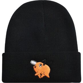 Roffatide Anime Chainsaw Man Beanie Hat Pochita Denji Skull Caps Winter Knit Hat for Boys Girls Embroidered Beanie Cap