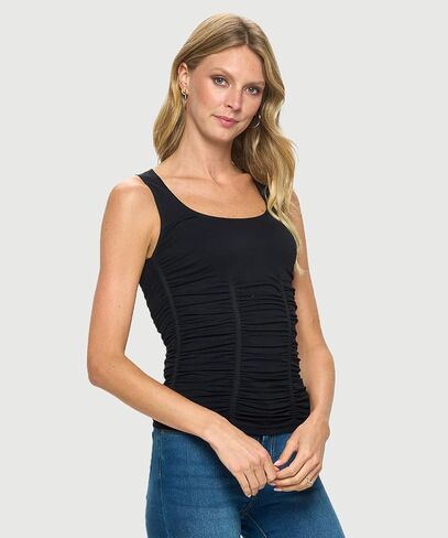 1047 Women's All Occasion Flattering Sleeveless Scoop Neck Ruched Tank Top in Kuwait