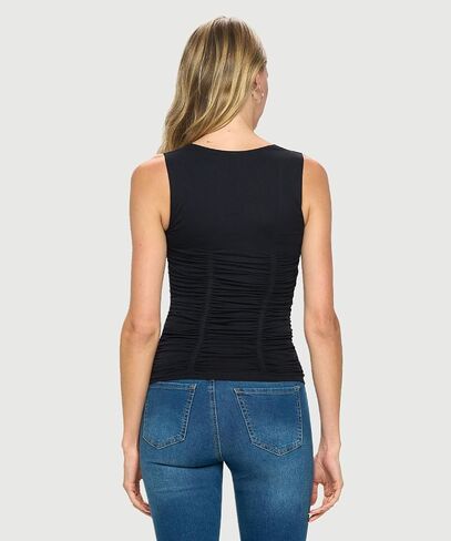 1047 Women's All Occasion Flattering Sleeveless Scoop Neck Ruched Tank Top in Kuwait