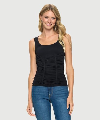1047 Women's All Occasion Flattering Sleeveless Scoop Neck Ruched Tank Top in Kuwait