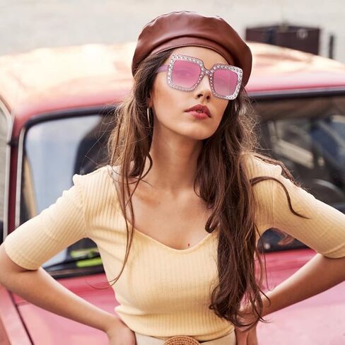 Weewooday 24 Pairs Square Rhinestone Sunglasses Oversized Diamond Bling Bling Glasses Disco Glasses Trendy Sunglasses for Teen Girls Oversized Glasses for Women in Saudi Arabia