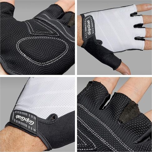 GripGrab Rouleur Cycling Gloves Comfortable Half Finger Padded Summer Fingerless Cushioned Road Bike Pull-Off Tabs in Saudi Arabia