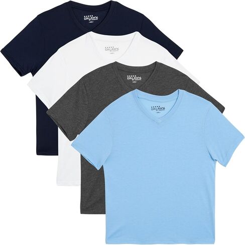 تي شيرت Galaxy للأولاد من Harvic - عبوة من 4 تي شيرت من مزيج القطن الأساسي برقبة على شكل حرف V وأكمام قصيرة (6-16) in Kuwait