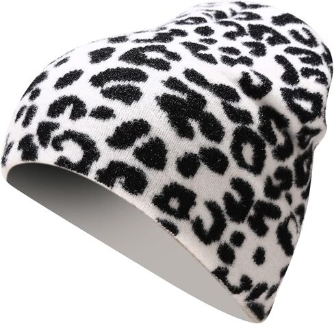 قبعة صغيرة بطبعة جلد الفهد، قبعة جمجمة بطبقتين، قبعات شتوية بيضاء in Kuwait