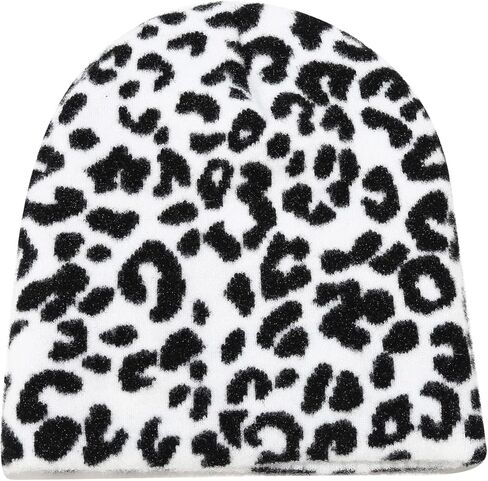 قبعة صغيرة بطبعة جلد الفهد، قبعة جمجمة بطبقتين، قبعات شتوية بيضاء in Kuwait