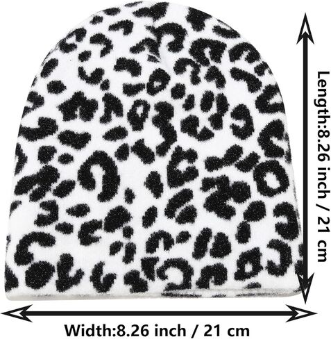 قبعة صغيرة بطبعة جلد الفهد، قبعة جمجمة بطبقتين، قبعات شتوية بيضاء in Kuwait