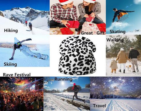 قبعة صغيرة بطبعة جلد الفهد، قبعة جمجمة بطبقتين، قبعات شتوية بيضاء in Kuwait