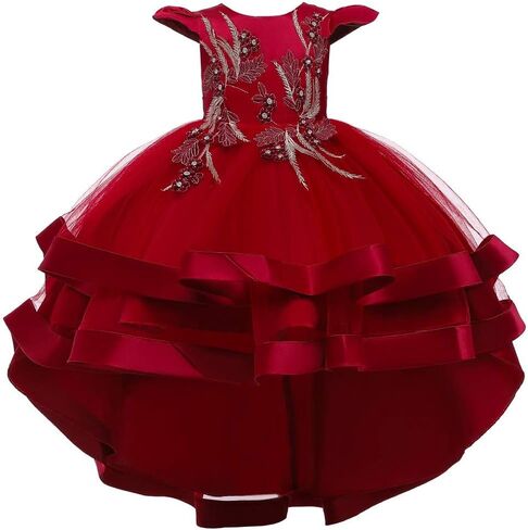 WOCINL Flower Girls High Low Tulle Dress Princess Birthday Pageant Bridesmaid Wedding Party Formal Evening Dance Ball Gown in Saudi Arabia