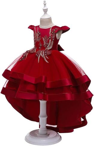 WOCINL Flower Girls High Low Tulle Dress Princess Birthday Pageant Bridesmaid Wedding Party Formal Evening Dance Ball Gown in Saudi Arabia