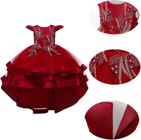 WOCINL Flower Girls High Low Tulle Dress Princess Birthday Pageant Bridesmaid Wedding Party Formal Evening Dance Ball Gown in Saudi Arabia