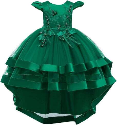 WOCINL Flower Girls High Low Tulle Dress Princess Birthday Pageant Bridesmaid Wedding Party Formal Evening Dance Ball Gown in Saudi Arabia
