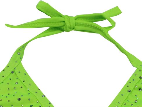 المرأة مثير الرسن لامعة حجر الراين مجموعة البكيني قطعتين مثلث التعادل الجانب ثونغ ملابس السباحة المايوه بحر in Kuwait