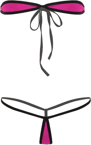 TAIKMD Women's Micro Bikini Swimsuit Set 2 Pieces Bandeau Bra Top G-String Thong Briefs Bottoms Swimwear Bathing Suit in Saudi Arabia