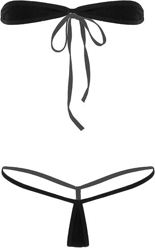 TAIKMD Women's Micro Bikini Swimsuit Set 2 Pieces Bandeau Bra Top G-String Thong Briefs Bottoms Swimwear Bathing Suit in Saudi Arabia