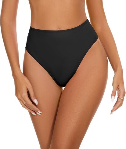 Womens High Waisted Thong Bikini Bottoms Swimsuit Bottoms High Cut Rave Bottoms in Kuwait