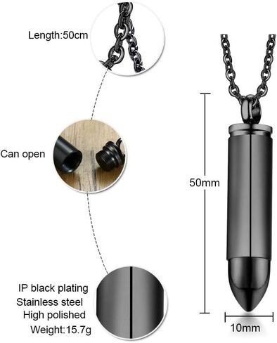 قلادة تذكارية VNOX - محفورة بشكل شخصي من الفولاذ المقاوم للصدأ، جرة تذكار للرماد، سلسلة مجانية in Kuwait