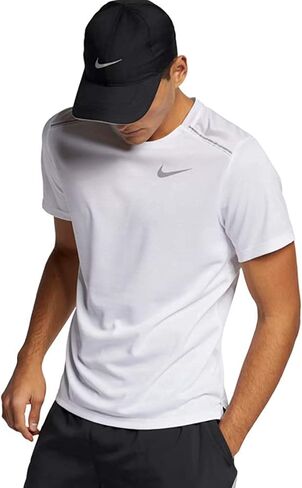 Nike Miler Breathe Men's Reflective Running Short Sleeve Top T Shirt Size XL White in Kuwait