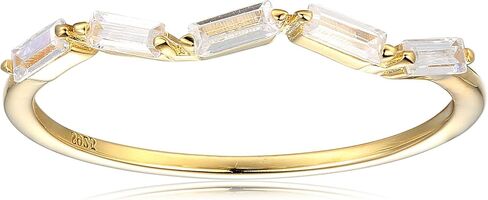 بلوسوم آند هيو ميني باجيت إيتيرنيتي باند | لا يسبب الحساسية مطلي بالذهب عيار 18 قيراط .925 | خاتم ذهب لذيذ | العنقودية تشيكوسلوفاكيا الرغيف الفرنسي التراص الدائري in Kuwait