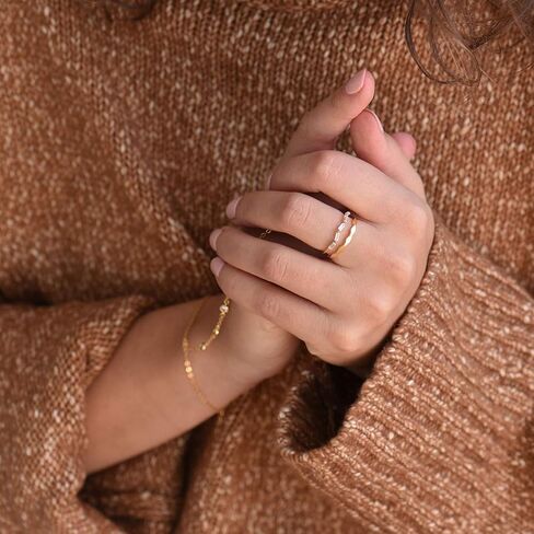 بلوسوم آند هيو ميني باجيت إيتيرنيتي باند | لا يسبب الحساسية مطلي بالذهب عيار 18 قيراط .925 | خاتم ذهب لذيذ | العنقودية تشيكوسلوفاكيا الرغيف الفرنسي التراص الدائري in Kuwait