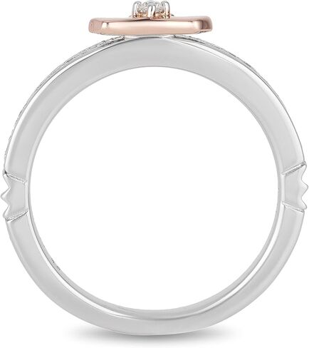 Jewelili Enchanted Disney Fine Jewelry Sterling Silver and 10K Rose Gold 1/10 CTTW Aurora Tiara Ring in Saudi Arabia