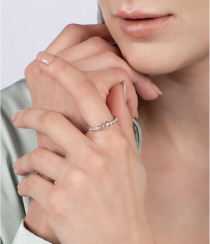 Jewelili Enchanted Disney Fine Jewelry Sterling Silver and 10K Rose Gold 1/10 CTTW Aurora Tiara Ring in Saudi Arabia