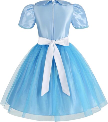 زي أليس للفتيات من Kosgraiy، فستان أليس للفتيات الصغيرات مع عصابة رأس على شكل مريلة، فستان الأميرة الأزرق الفاخر للفتيات الصغيرات in Kuwait