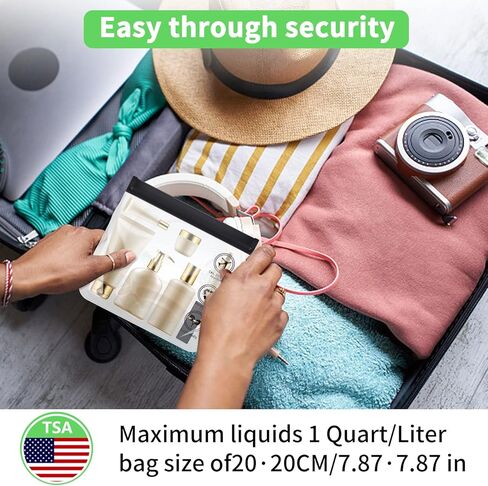 OZQ 4PCS TSA Approved Toiletry Bags- 3-1-1 Compliant Quart Size Zipper Bags- Triple-sealed Seam Leakproof Clear Cosmetic Bag for Liquids & Makeup- Portable Travel Size Toiletries Bags, Transparent, in Kuwait