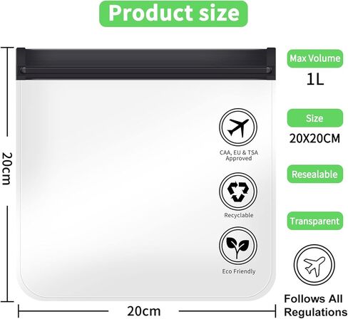OZQ 4PCS TSA Approved Toiletry Bags- 3-1-1 Compliant Quart Size Zipper Bags- Triple-sealed Seam Leakproof Clear Cosmetic Bag for Liquids & Makeup- Portable Travel Size Toiletries Bags, Transparent, in Kuwait