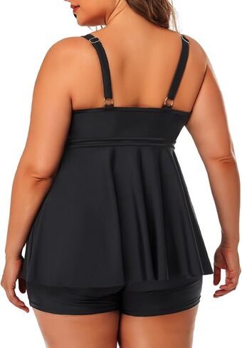 ملابس سباحة تانكيني للسيدات من Firpearl مقاس كبير، ملابس سباحة متواضعة للتحكم في البطن مكونة من قطعتين مع شورت بويشورت in Kuwait