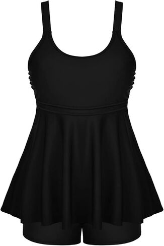 ملابس سباحة تانكيني للسيدات من Firpearl مقاس كبير، ملابس سباحة متواضعة للتحكم في البطن مكونة من قطعتين مع شورت بويشورت in Kuwait