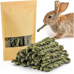 matafat 25pcs Rabbit Timothy Hay Toy for Bunny Small Animal Treats Natural Grass Stick Chew Toys Snacks Molar Teeth Grinding for Guinea Pigs Chinchillas Hamsters