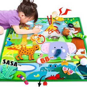 Busy Mat for Toddlers, Montessori Toys for 1 2 3 4 Year Old,Forest Theme Story Set, Sensory Board for Learning Fine Motor Skills,Gift for Boys Girls