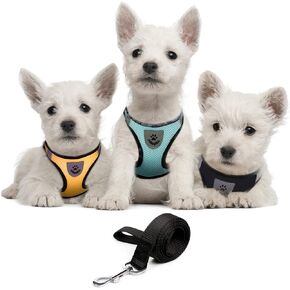 4 PCS Set VVABELLI Step in Dog Harness and Leash Set - Dog Vest Harness with Super Breathable Mesh, Reflective No-Pull Pet Harness for Otudoor Walking, Running and Training for Small Medium Dogs M