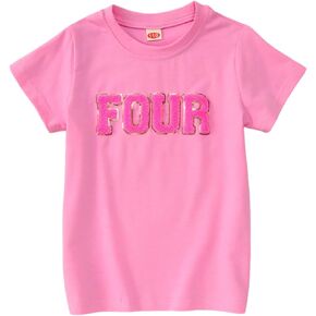Toddler Baby Girls Birthday T-Shirt 1st 2nd 3rd 4th Birthday Outfit One Two Three Four Numbers Embroidery Tee Tops