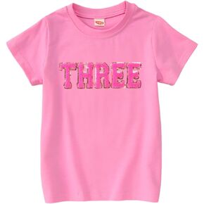 Toddler Baby Girls Birthday T-Shirt 1st 2nd 3rd 4th Birthday Outfit One Two Three Four Numbers Embroidery Tee Tops